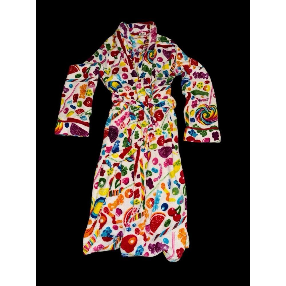 Dylan's Candy Bar Fuzzy Plush Robe White Multicolored… - Gem